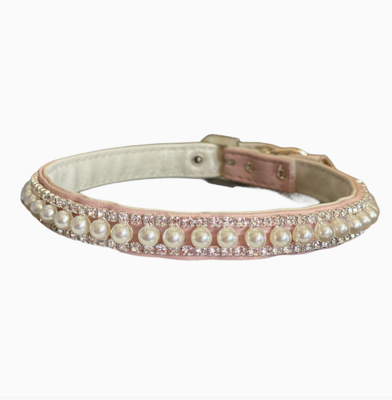 Pretty in Pink Pearl and Rhinestone Collar