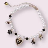 Paws & Pearls Dog Charm Necklace: Medium / White