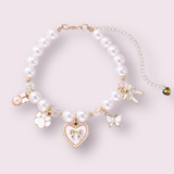 Paws & Pearls Dog Charm Necklace: Medium / White